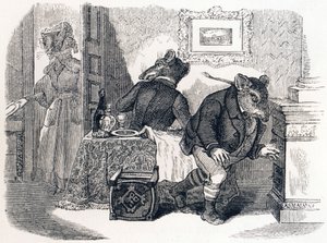 Die Stadtmaus und die Feldmaus - Fabeln von La Fontaine von Grandville