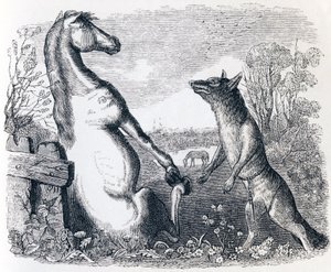 Das Pferd und der Wolf - Fabeln von La Fontaine von Grandville