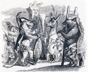 Der Löwe zieht in den Krieg - Fabeln von La Fontaine von Grandville