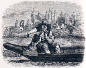 Der kleine Fisch und der Fischer - Fabeln von La Fontaine von Grandville