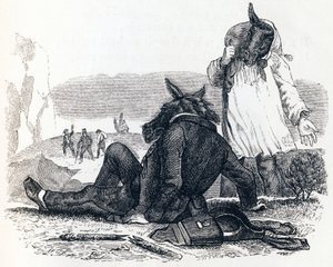 Die zwei Maultiere - Fabeln von La Fontaine von Grandville