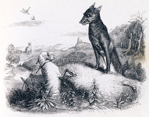 Der Wolf und das Lamm - Fabeln von La Fontaine von Grandville