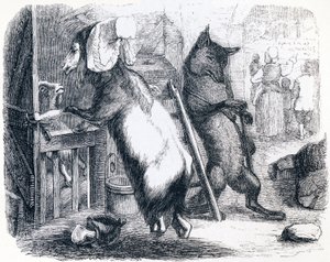 Der Wolf, die Ziege und das Zicklein - Fabeln von La Fontaine von Grandville