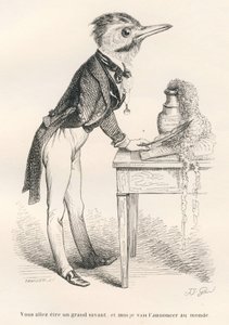Du wirst ein großer Gelehrter sein, und ich werde es der Welt verkünden. Vignetten illustriert von JJ Granville. Gravur signiert Tamisier im Teil "Esel-Führer für Tiere, die zu Ehren gelangen wollen" geschrieben von Honoré De Balzac in
