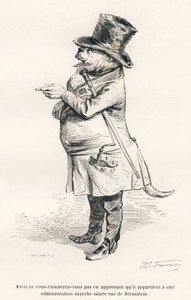 ... es gehört zu einer prächtigen Verwaltung in der Rue de Jerusalem. Vignetten illustriert von JJ Granville. Gravur signiert Guilbaut im Teil "Reise eines Löwen aus Afrika nach Paris" geschrieben von Honore de Balzac in "Szenen aus dem privaten und öffent von Grandville