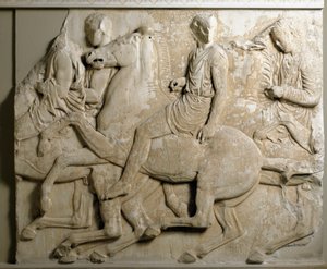 Griechische Kunst: Galoppierende Reiter Parthenon Fries. Marmorrelief. 447-432 v. Chr. Athen, Akropolis Museum von Greek