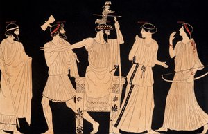 Geburt der Athene aus dem Kopf von Jupiter (Zeus), Gemälde gefunden in Vulci, 20. Jahrhundert
