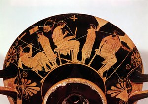 Meister und Schüler an der Athener Schule, Rotfiguriges Gefäß von Greek School