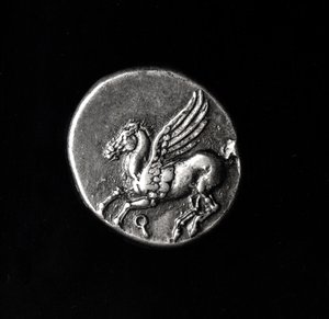 Rückseite einer Münze mit Pegasus, aus Korinth, 700-300 v. Chr.