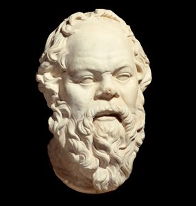 Marmorbüste des griechischen Philosophen Sokrates (470-399 v. Chr.) nach dem Original von Lysippos (um 330 v. Chr.), das das Pompeion von Athen schmückt. Paris, Louvre Museum von Greek or Roman