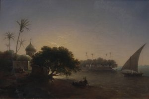 Blick auf den Nil in Ägypten, 1851 von Grigori Grigorevich Chernetsov
