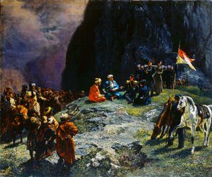 Das Treffen von General Klücke von Klügenau und Imam Schamil im Jahr 1837, 1849 von Grigory Gagarin