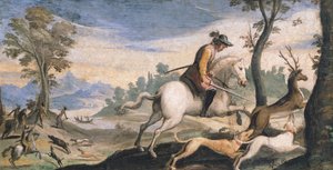 Hirsch- und Wildschweinjagd von Guercino