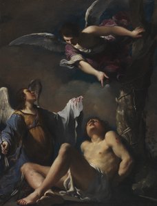 St. Sebastian von zwei Engeln gepflegt