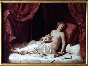Der Tod von Königin Kleopatra Der Selbstmord von Kleopatra VII Thea Philopator (69-30 v. Chr.), Königin des Alten Ägypten - (Der Tod von Königin Kleopatra) Gemälde von Guercino (Giovan Francesco Barbieri) (Guerchin) (1591-1666) 1648 Dim 173x237 cm Genua, M