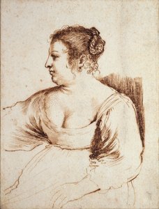 Eine sitzende Frau