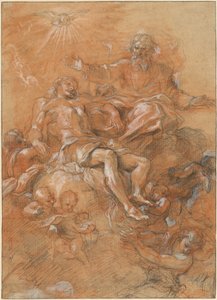 Gott der Vater und der Heilige Geist empfangen den Leib Christi