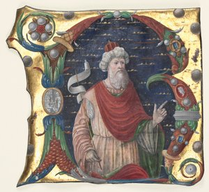 Initiale R aus einem Choralbuch mit König David, ca. 1470-1480