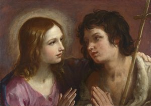 Christus umarmt Johannes den Täufer, ca. 1640 von Guido Reni