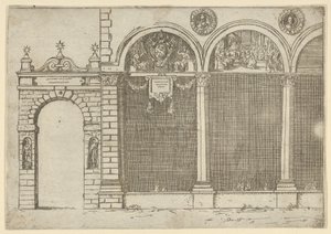 Die Arkade des Palastes des Erzbischofs von Bologna mit temporären Dekorationen für die e..., 1598 von Guido Reni