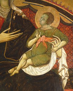 Das Jesuskind, Detail aus Majestät von Guido da Siena, Säulensaal, Palazzo Pubblico, Siena