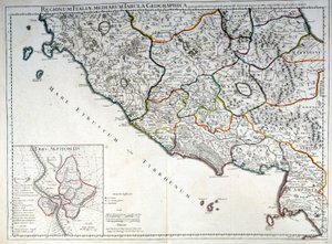 Historische Karte der italienischen Region, in der die Etrusker lebten, nach dem Atlas von G. Delysle