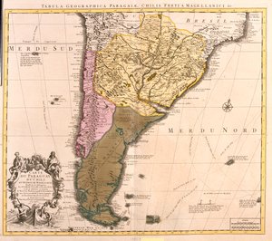 Chile (außer Norden), Argentinien, Paraguay, Uruguay, Südostbrasilien, Falklandinseln von Guillaume Delisle