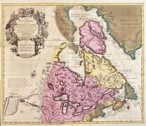 Karte von Kanada und Grönland (Radierung) von Guillaume Delisle