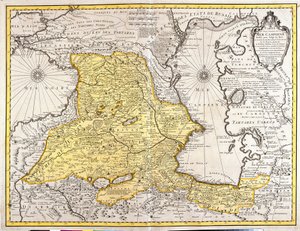 Karte der Nachbarländer des Kaspischen Meeres (Russland, Armenien, Persien, Kasachstan, Turkmenistan) (Radierung) von Guillaume Delisle
