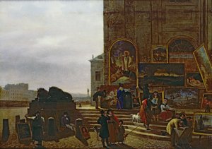 Verkauf von Gemälden vor dem Institut de France, 1837