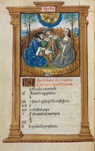 Gedrucktes Stundenbuch (Gebrauch von Rom): fol. 5v, April Kalenderillustration