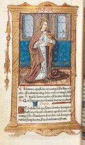 Gedrucktes Stundenbuch (Gebrauch von Rom): fol. 98v, St. Johannes der Evangelist