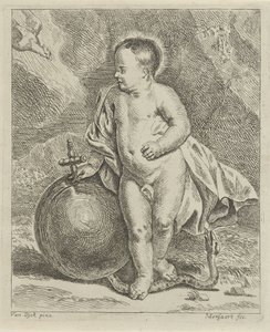 Christuskind mit Weltkugel und Schlange von Guillaume Pierre Mensaert