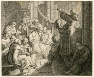 Martin Luther predigt im Kloster, vor Staupitz, seinem väterlichen Freund