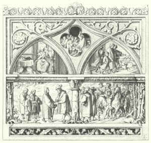 Martin Luthers Abschied von seiner Familie, als er seine letzte Reise nach Mansfeld antritt, sein Leben auf der Straße und sein Empfang durch die Grafen von Mansfeld (Stich)