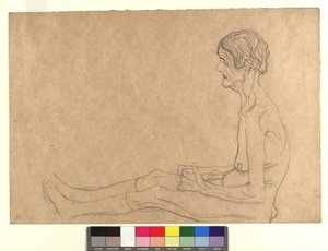Aktstudie einer sitzenden alten Frau von Gustav Klimt