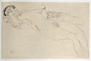 Weiblicher Akt nach links gewandt von Gustav Klimt