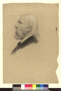 Porträtstudie eines alten Mannes im Profil nach links von Gustav Klimt