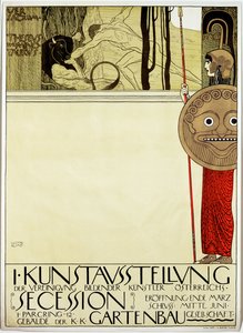 Plakat für die erste Kunstausstellung der "Secession" Kunstbewegung von Gustav Klimt