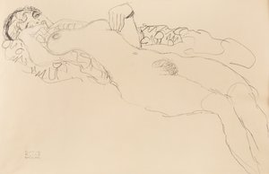 Liegender weiblicher Akt, nach links, 1917
