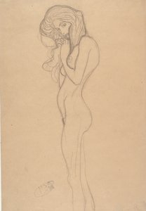 Stehende weibliche Aktstudie für den Beethovenfries von Gustav Klimt