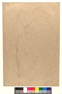 Studie zu einem stehenden weiblichen Akt, die Hände an die Wange gelegt von Gustav Klimt