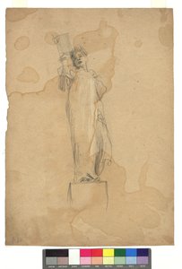 Weibliche Figur auf einem Sockel von Gustav Klimt