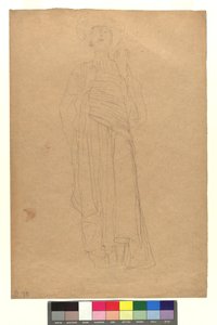 Weibliche Gestalt in langem drapierten Gewand von Gustav Klimt