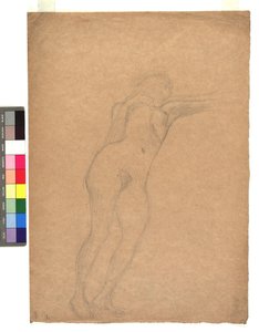 Weiblicher Akt in Untersicht von Gustav Klimt