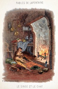 Fabeln von La Fontaine: Der Affe und die Katze, nach Gustave Doré