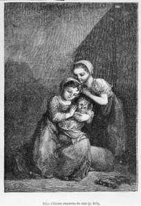 Cosette und ihre Freundin und die Katze - in „Les Misérables“ von Victor Hugo, ill. von Brion, ed. Hetzel und Lacroix