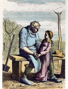 Cosette hatte Erlaubnis aus Les Miserables, 1865 (Gravur)