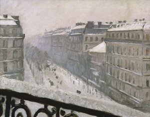 Boulevard Haussmann im Schnee, 1879 oder 1881 von Gustave Caillebotte