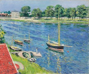 Die Seine bei Argenteuil, Boote vor Anker, 1883 von Gustave Caillebotte